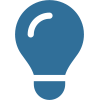 A blue light bulb is shown on the green background.