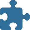 A blue puzzle piece is shown in the shape of a jigsaw.