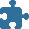 A blue puzzle piece is shown in the shape of a jigsaw.